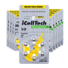 iCellTech Size 10 Hearing Aid Batteries provide reliable power and compatibility with most hearing aids.