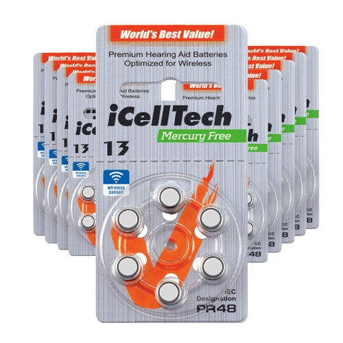 iCellTech Size 13 Hearing Aid Batteries provide reliable power and compatibility with most hearing aids